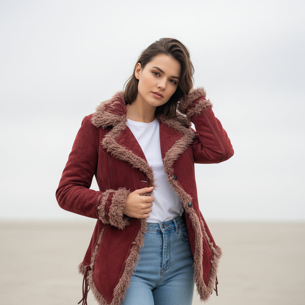Women’s Vintage Bohemian Long Coat with Lapel Collar-Vyana Collective