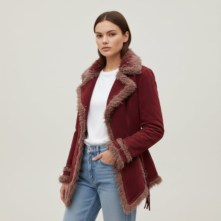 Women’s Vintage Bohemian Long Coat with Lapel Collar-Vyana Collective