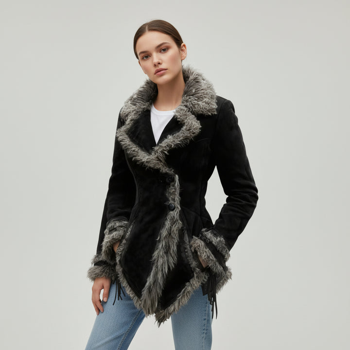 Women’s Vintage Bohemian Long Coat with Lapel Collar-Vyana Collective
