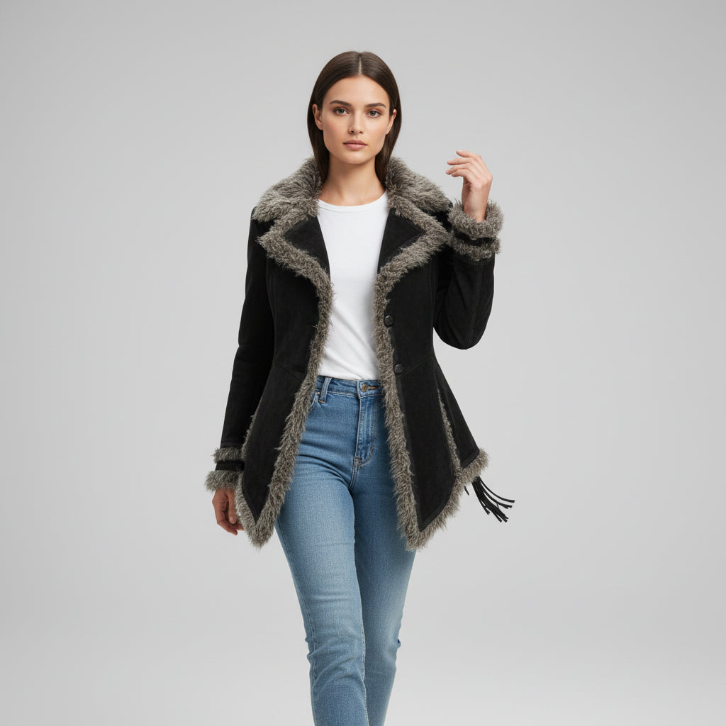 Women’s Vintage Bohemian Long Coat with Lapel Collar-Vyana Collective