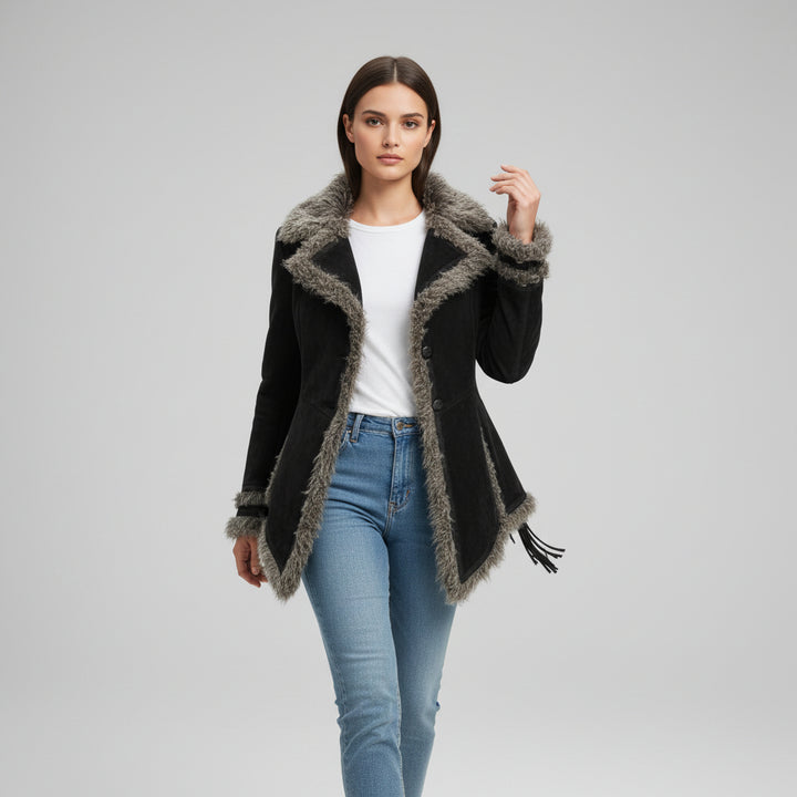 Women’s Vintage Bohemian Long Coat with Lapel Collar-Vyana Collective