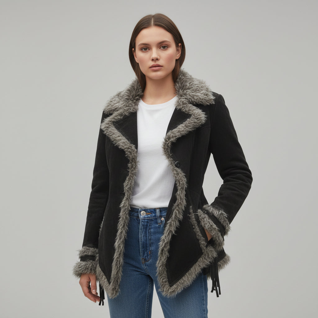Women’s Vintage Bohemian Long Coat with Lapel Collar-Vyana Collective