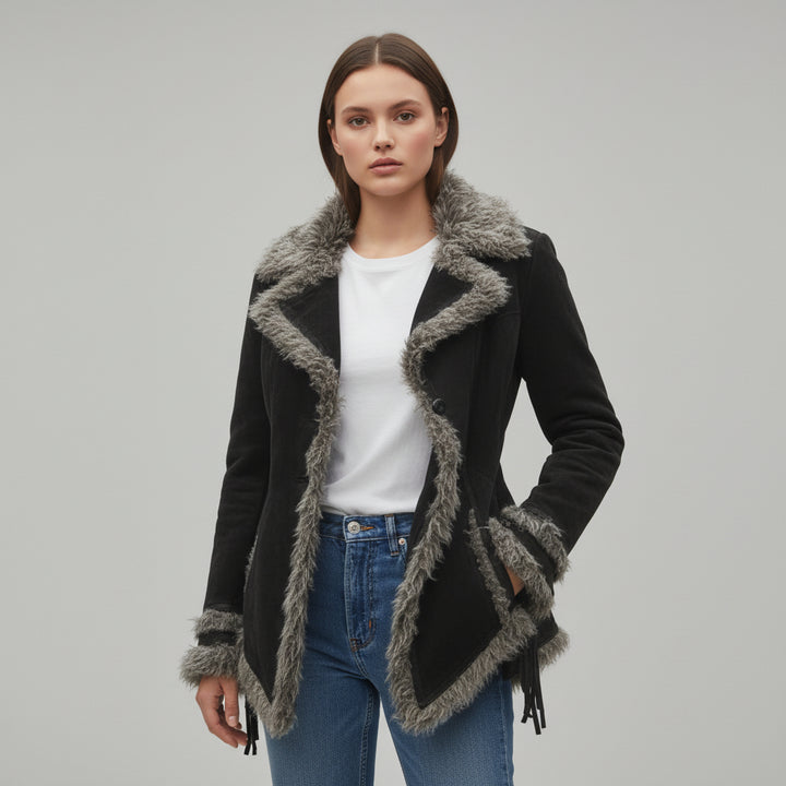 Women’s Vintage Bohemian Long Coat with Lapel Collar-Vyana Collective