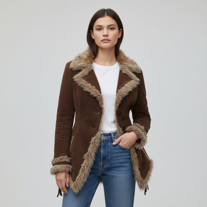 Women’s Vintage Bohemian Long Coat with Lapel Collar-Vyana Collective
