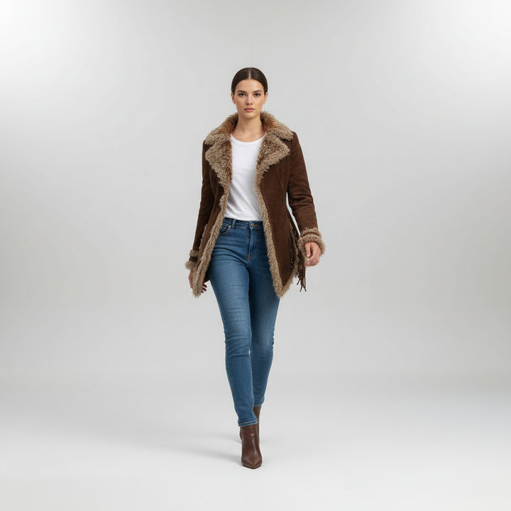 Women’s Vintage Bohemian Long Coat with Lapel Collar-Vyana Collective