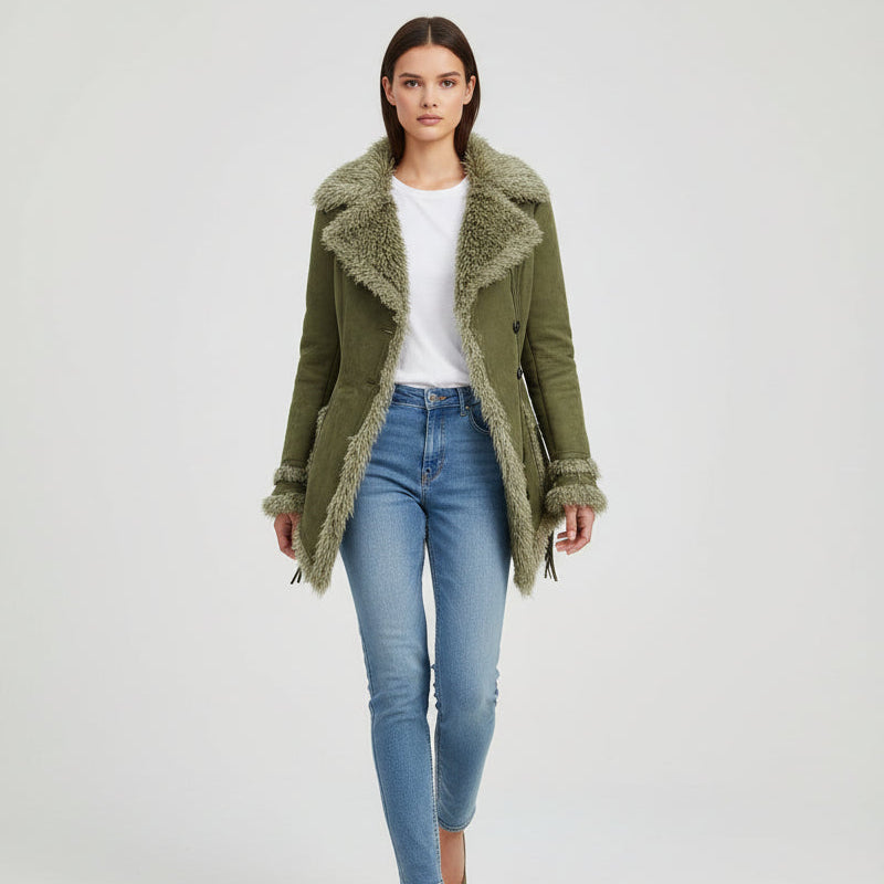 Women’s Vintage Bohemian Long Coat with Lapel Collar-Vyana Collective