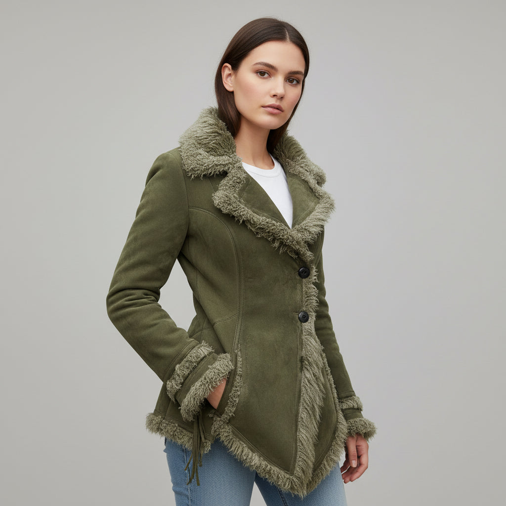 Women’s Vintage Bohemian Long Coat with Lapel Collar-Vyana Collective