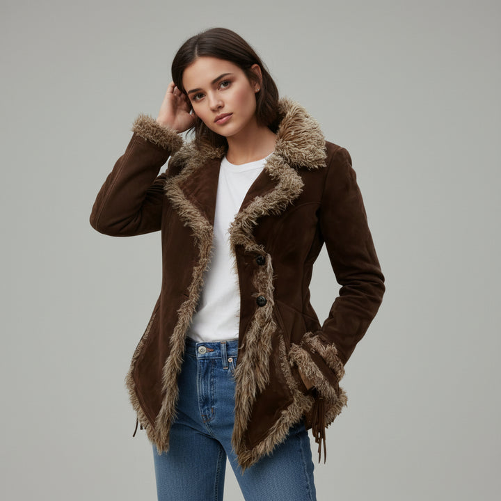 Women’s Vintage Bohemian Long Coat with Lapel Collar-Vyana Collective