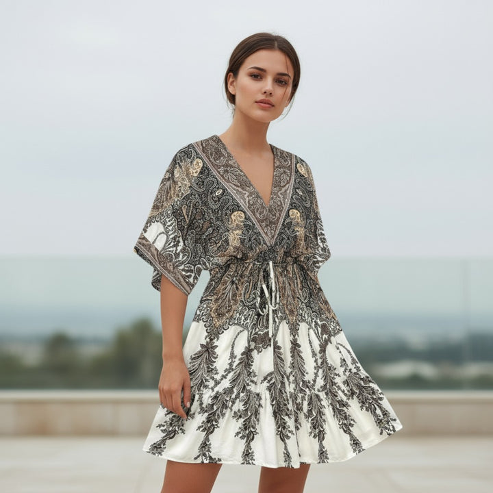 Women's Vintage Floral Butterfly Print Dress-Vyana Collective