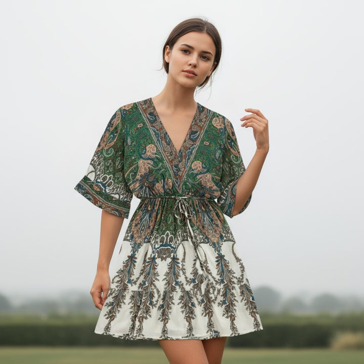 Women's Vintage Floral Butterfly Print Dress-Vyana Collective