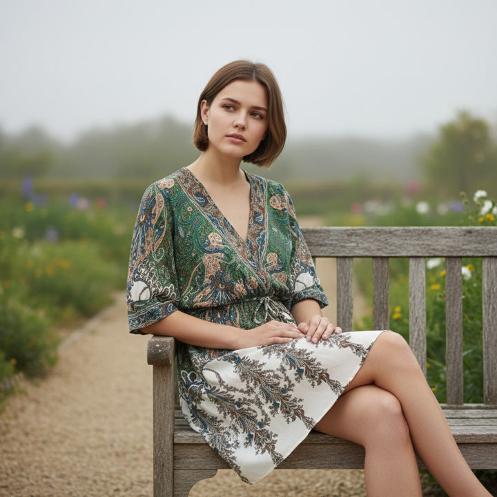 Women's Vintage Floral Butterfly Print Dress-Vyana Collective