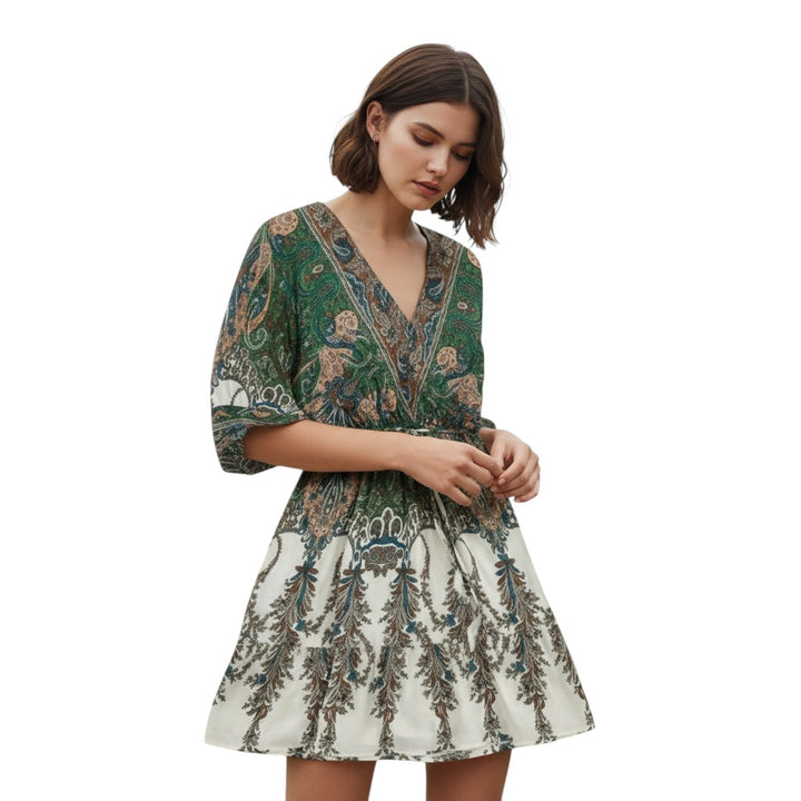 Women's Vintage Floral Butterfly Print Dress-Vyana Collective