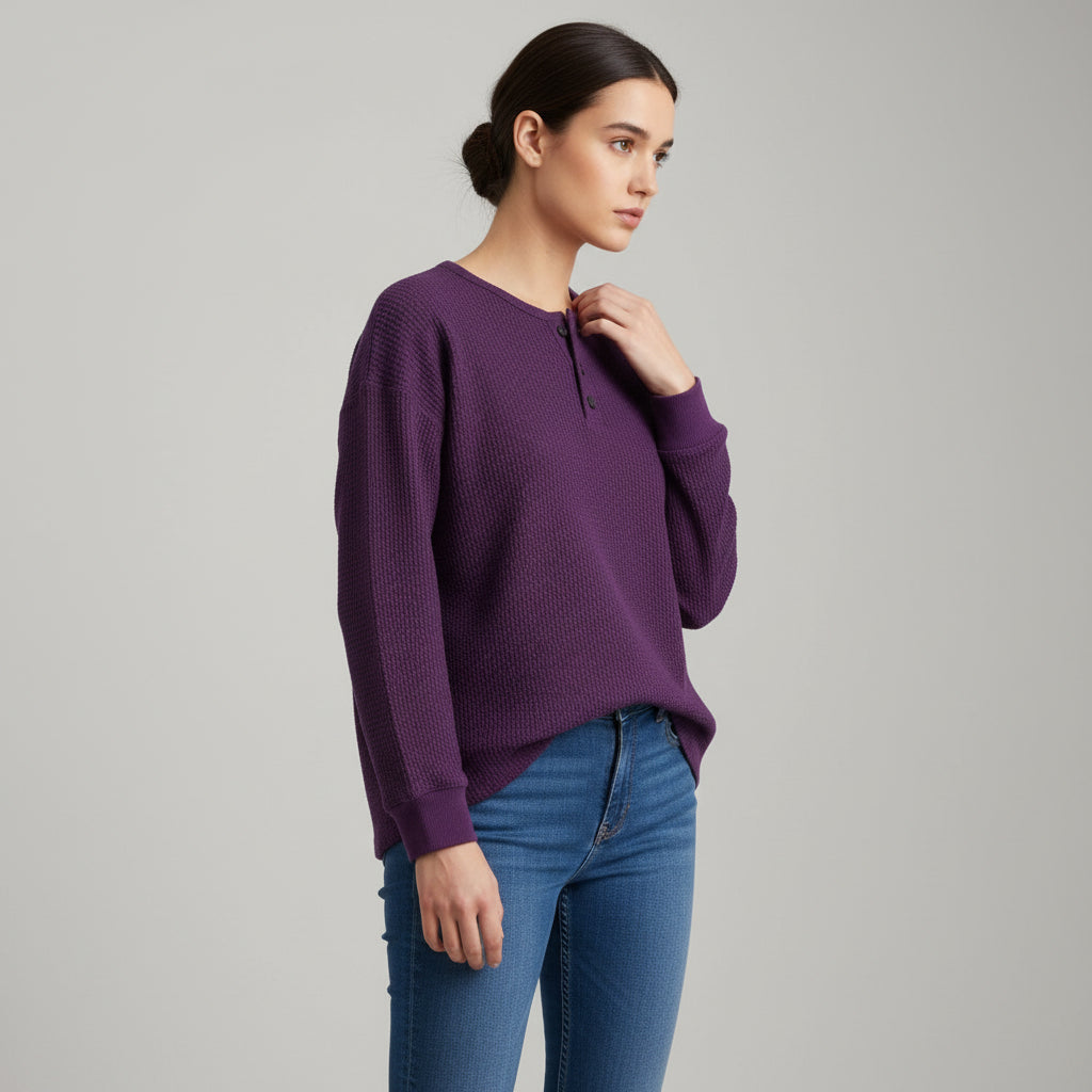 Women’s Waffle Long Sleeve T-Shirt-Vyana Collective