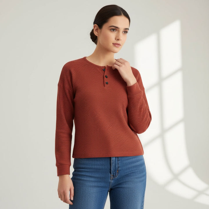 Women’s Waffle Long Sleeve T-Shirt-Vyana Collective