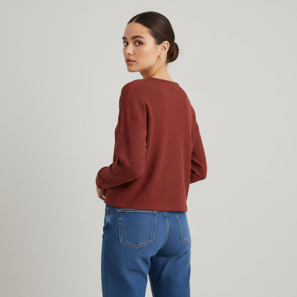 Women’s Waffle Long Sleeve T-Shirt-Vyana Collective