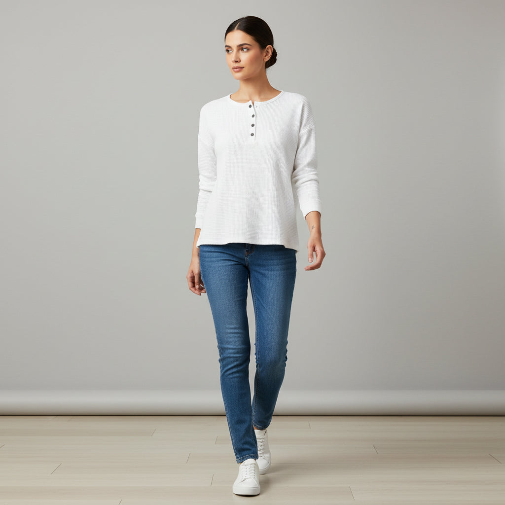 Women’s Waffle Long Sleeve T-Shirt-Vyana Collective