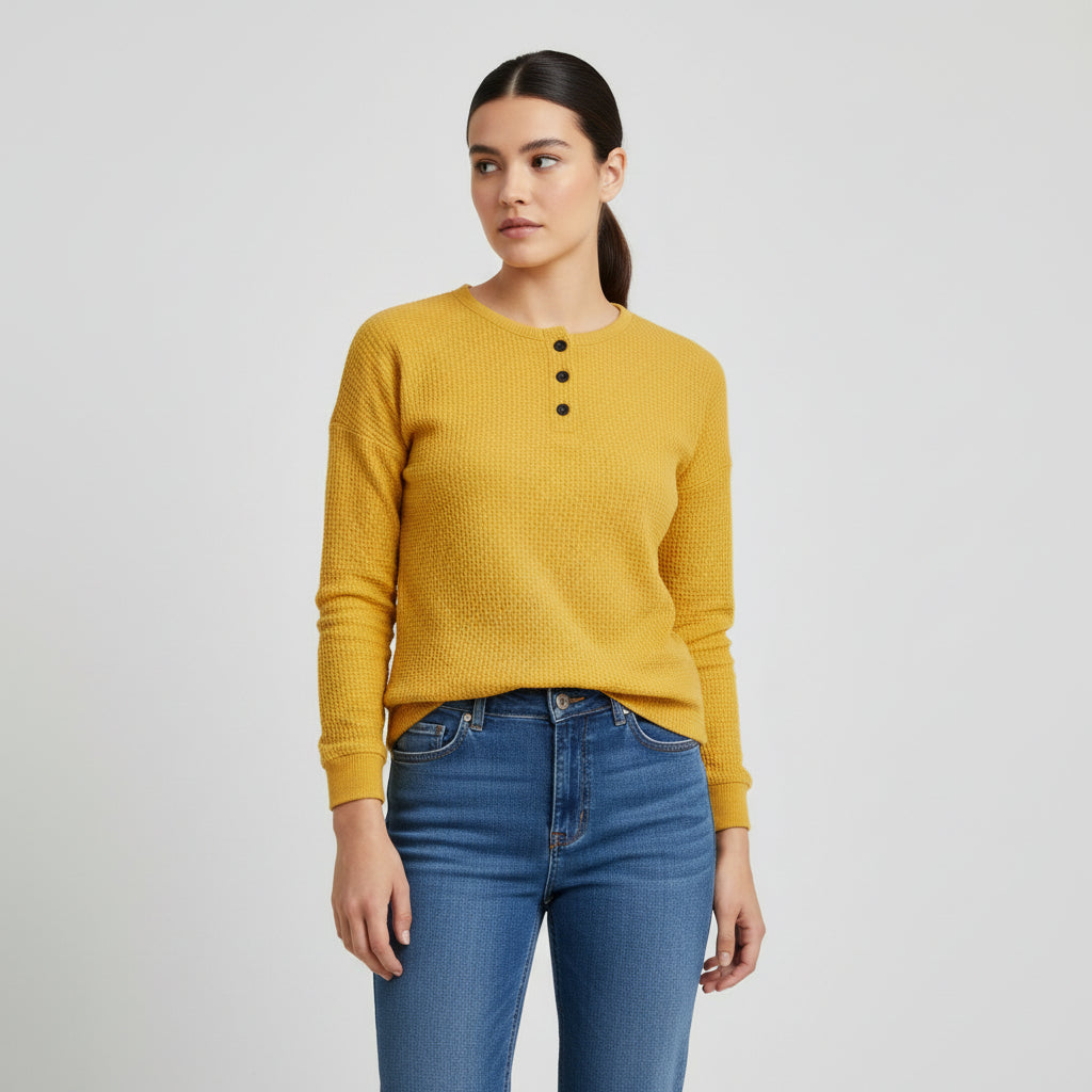 Women’s Waffle Long Sleeve T-Shirt-Vyana Collective