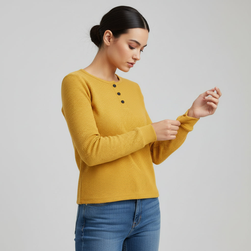 Women’s Waffle Long Sleeve T-Shirt-Vyana Collective