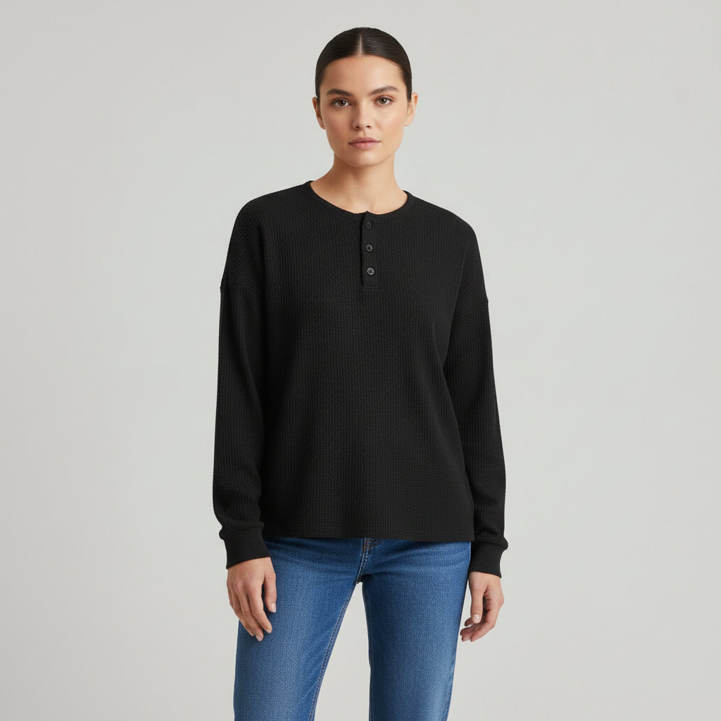Women’s Waffle Long Sleeve T-Shirt-Vyana Collective