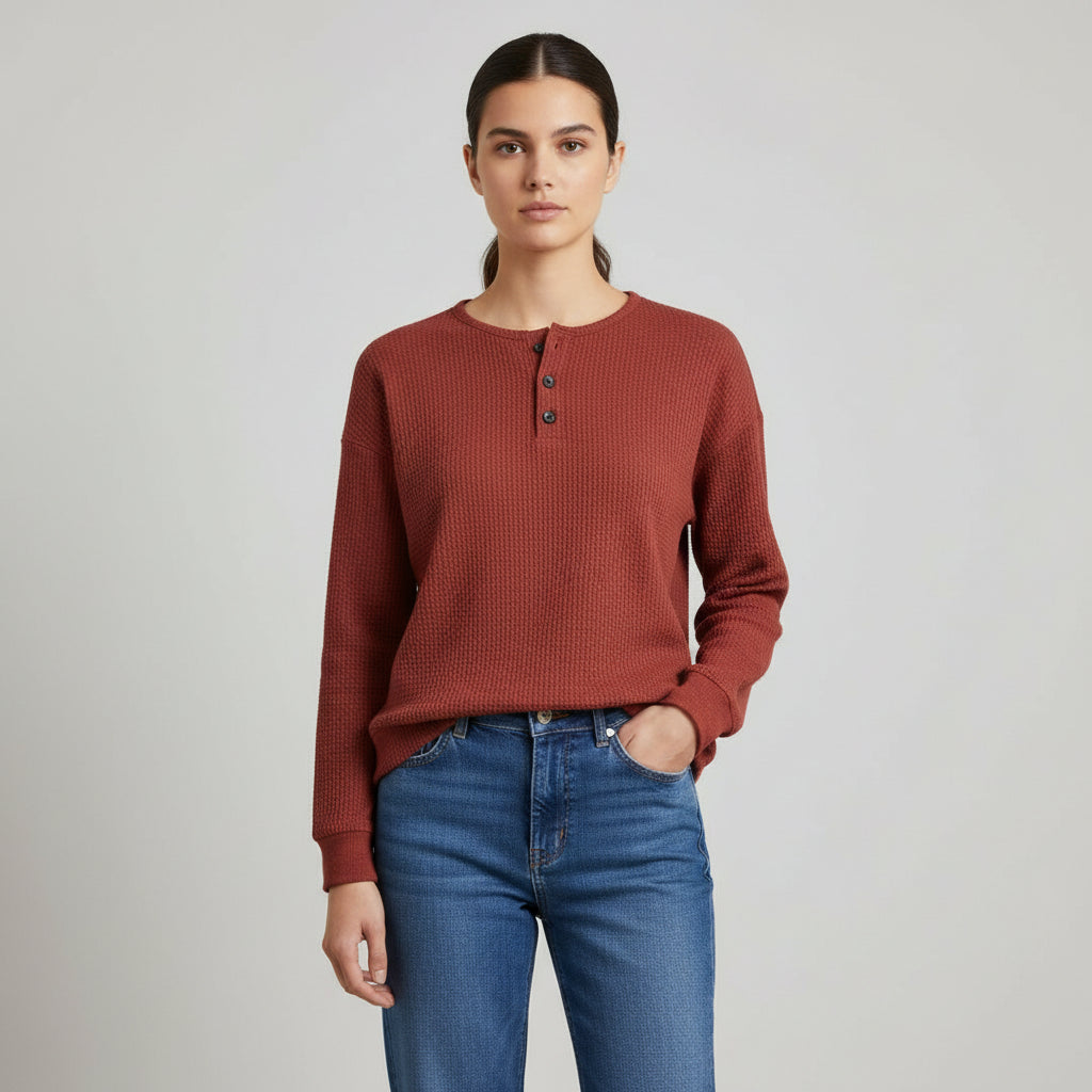 Women’s Waffle Long Sleeve T-Shirt-Vyana Collective