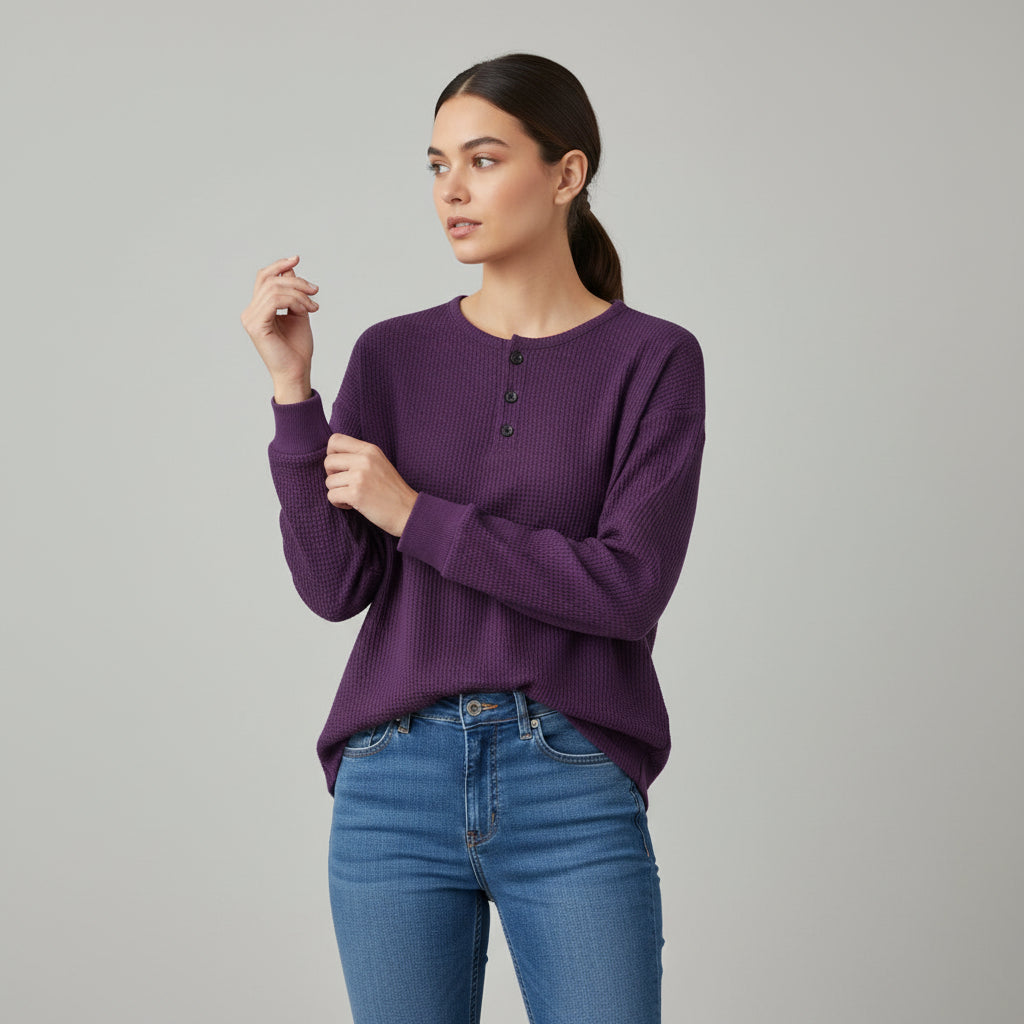 Women’s Waffle Long Sleeve T-Shirt-Vyana Collective