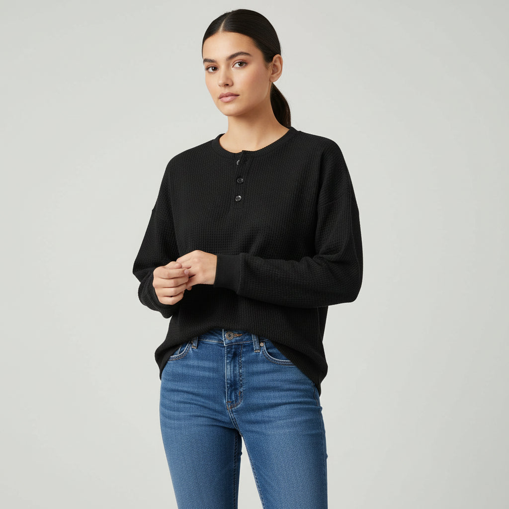 Women’s Waffle Long Sleeve T-Shirt-Vyana Collective
