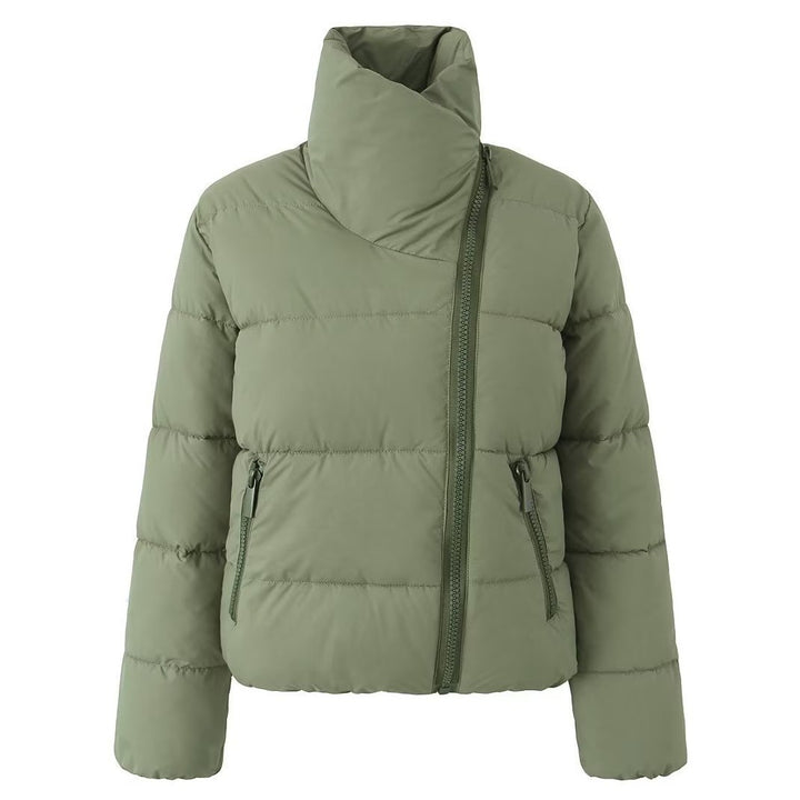 Women’s Windproof Winter Jacket with Stand Collar & Zipper-Vyana Collective