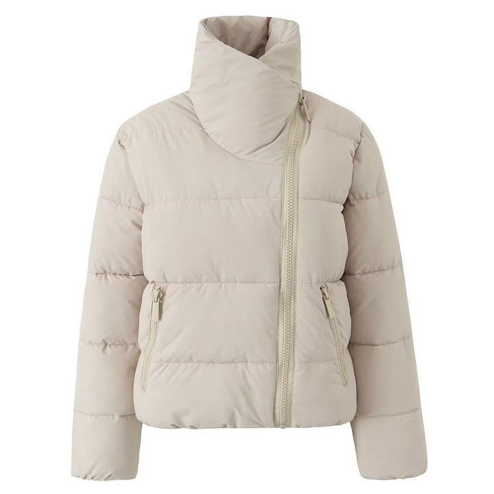 Women’s Windproof Winter Jacket with Stand Collar & Zipper-Vyana Collective