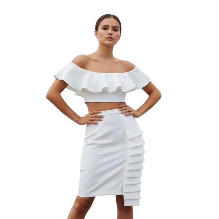 Asymmetric Midi Skirt Two-Piece Set-Vyana Collective