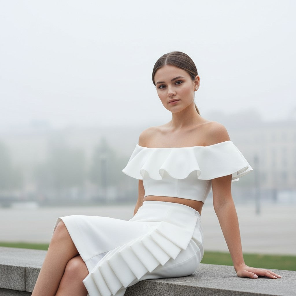 Asymmetric Midi Skirt Two-Piece Set-Vyana Collective