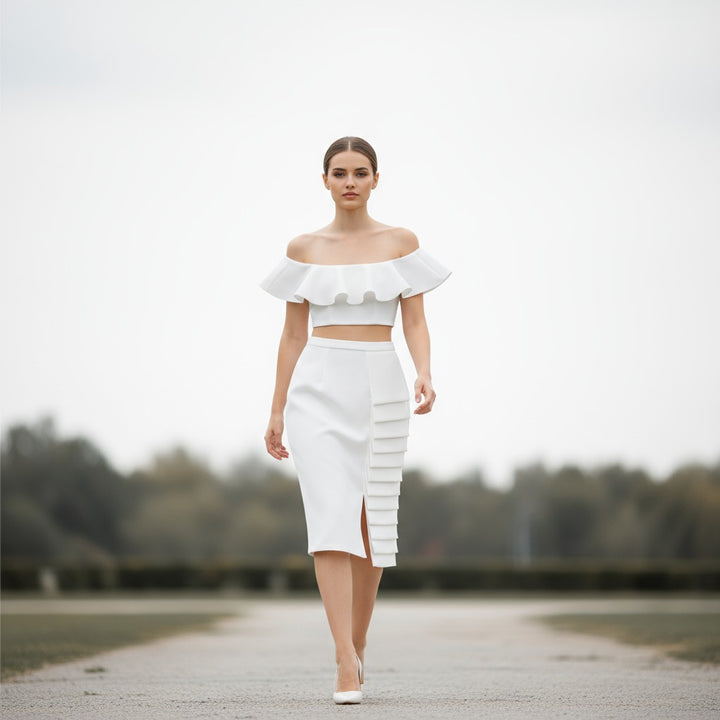 Asymmetric Midi Skirt Two-Piece Set-Vyana Collective