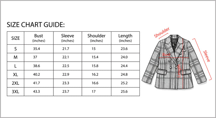 Women's Elegant Checkered Long Sleeve Blazer