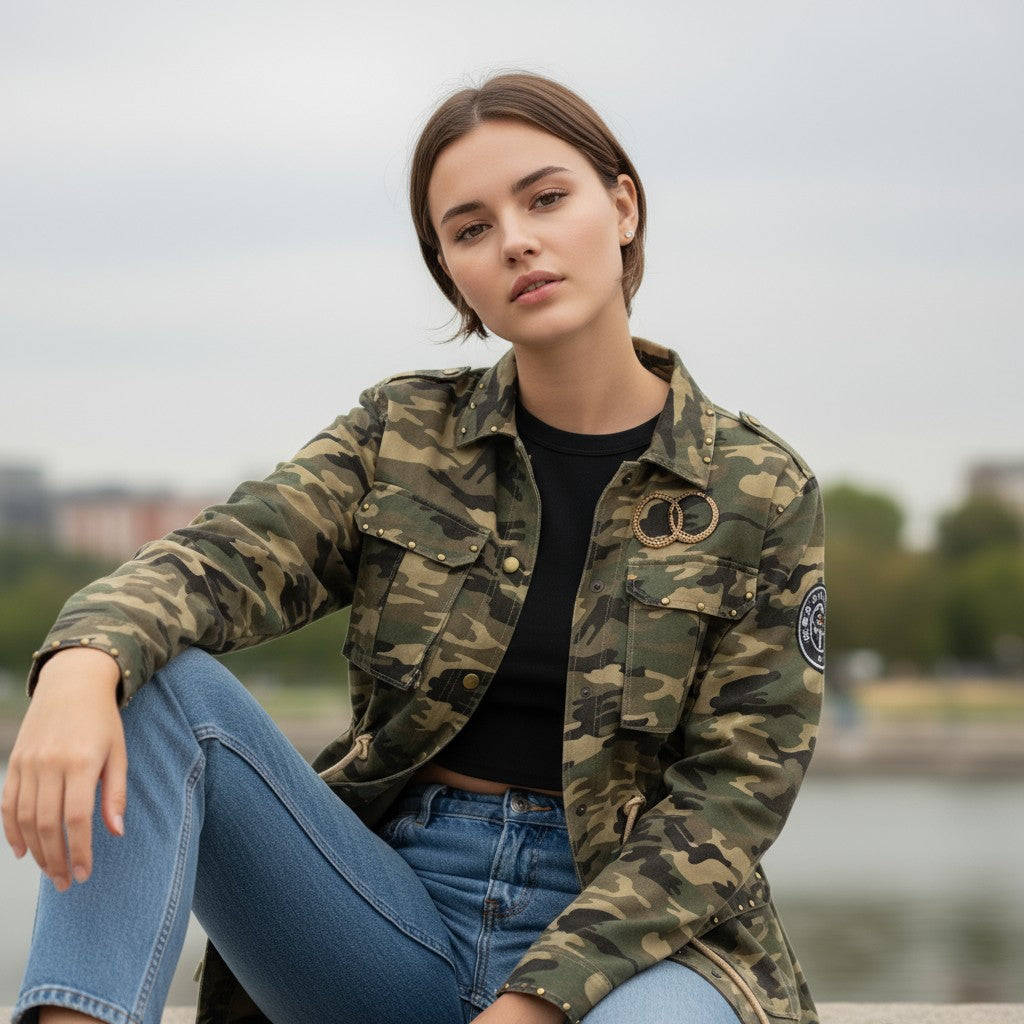 Women's Camouflage Work-From-Home Jacket-Vyana Collective