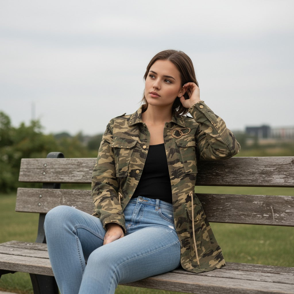 Women's Camouflage Work-From-Home Jacket-Vyana Collective