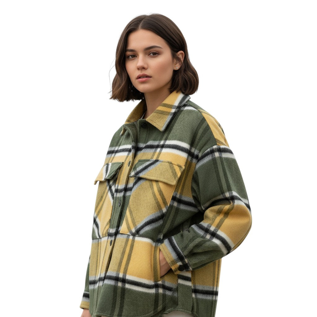 Women’s Checked Single-Breasted Coat-Vyana Collective