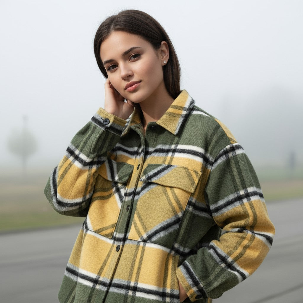 Women’s Checked Single-Breasted Coat-Vyana Collective