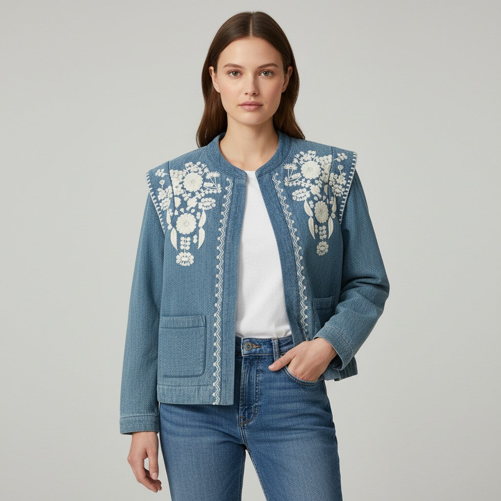 Women’s Floral Embroidered Jacket-Vyana Collective