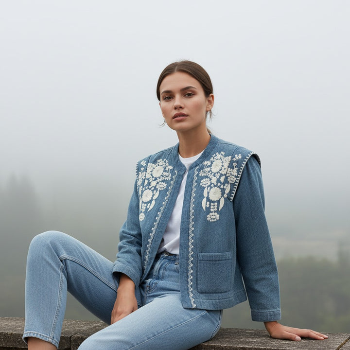 Women’s Floral Embroidered Jacket-Vyana Collective