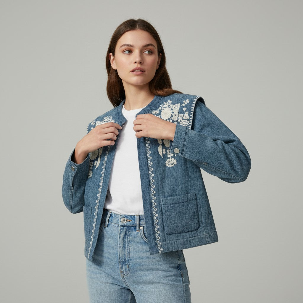 Women’s Floral Embroidered Jacket-Vyana Collective