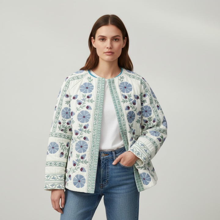 Women’s Floral Embroidered Jacket-Vyana Collective