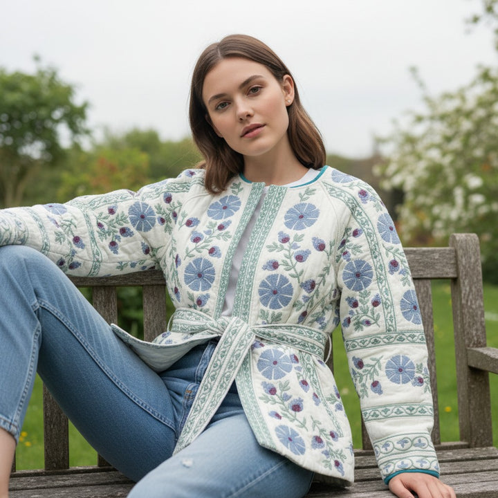 Women’s Floral Embroidered Jacket-Vyana Collective