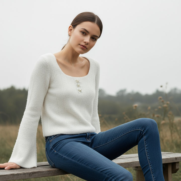 Women’s Knitted Slim-Fit Long-Sleeved Pullover-Vyana Collective