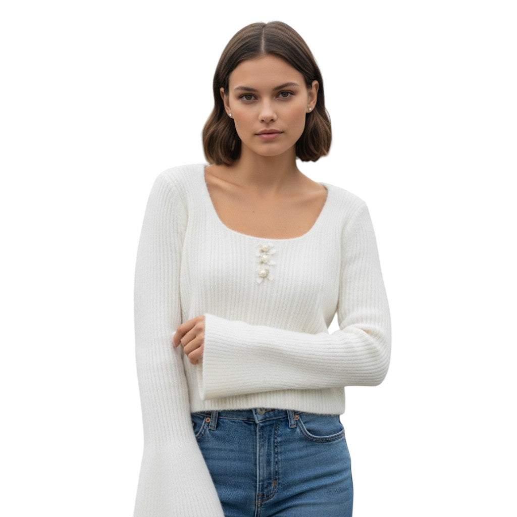 Women’s Knitted Slim-Fit Long-Sleeved Pullover-Vyana Collective