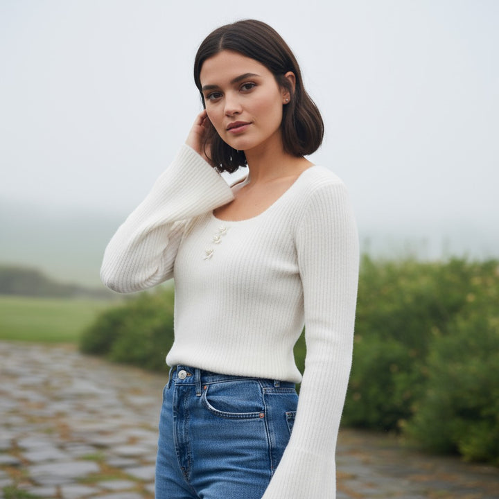 Women’s Knitted Slim-Fit Long-Sleeved Pullover-Vyana Collective