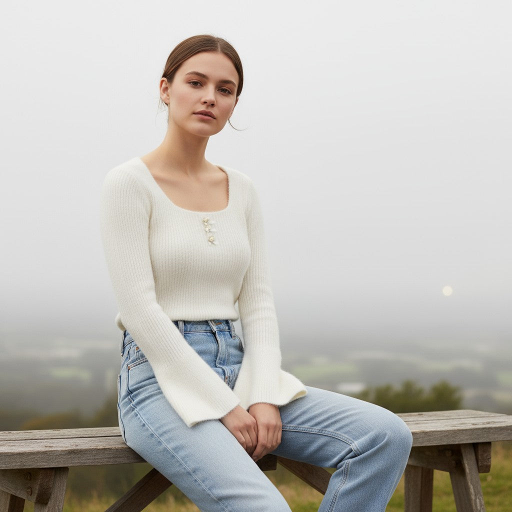 Women’s Knitted Slim-Fit Long-Sleeved Pullover-Vyana Collective