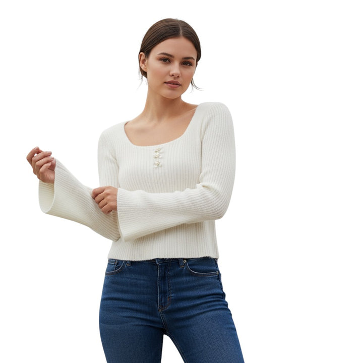 Women’s Knitted Slim-Fit Long-Sleeved Pullover-Vyana Collective