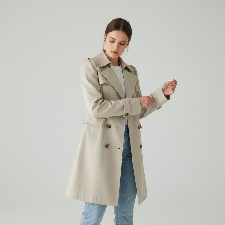 Women’s Lightweight Water-Repellent Trench Coat-Vyana Collective
