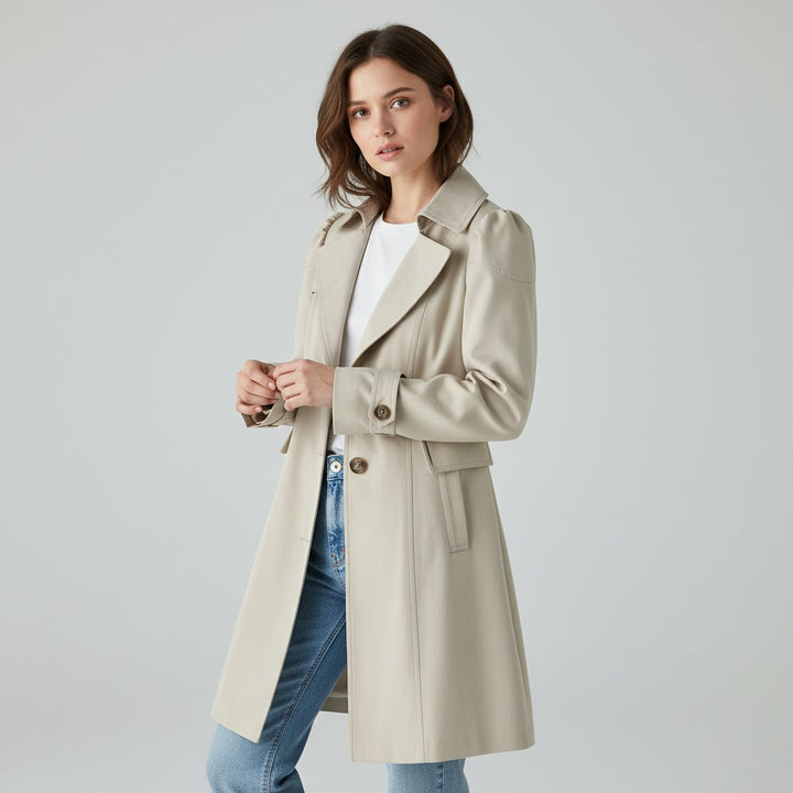 Women’s Lightweight Water-Repellent Trench Coat-Vyana Collective