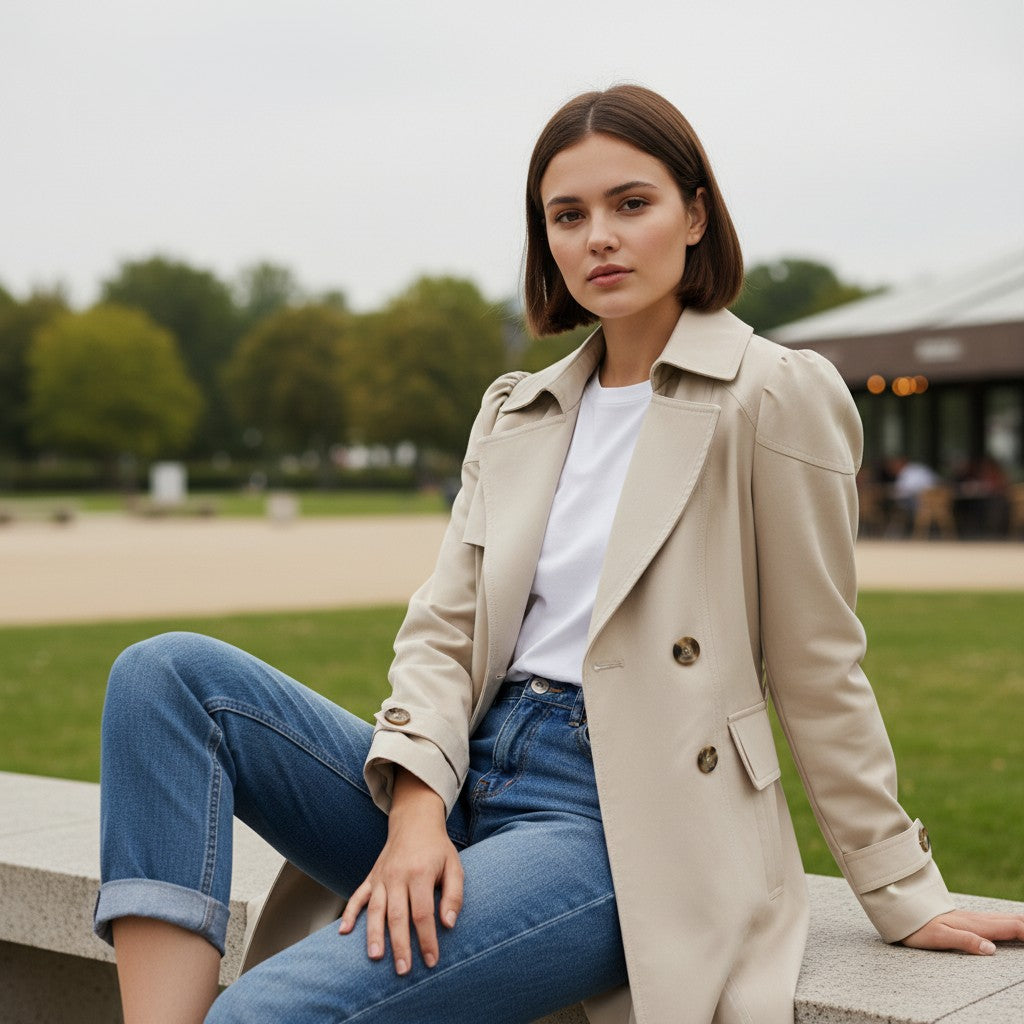 Women’s Lightweight Water-Repellent Trench Coat-Vyana Collective