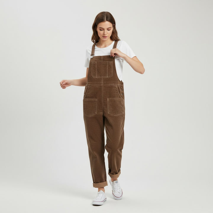 Women's Loose Fit Corduroy Overalls-Vyana Collective